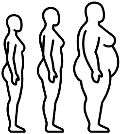 Three female body profile icons