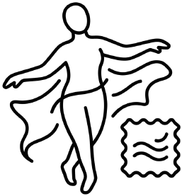 Figure with flowing fabric icon