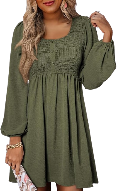 Casual Long Sleeve Mini Dress 